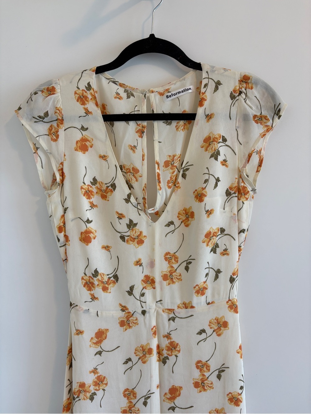 Reformation Cream Dress with Orange Floral Print - Picture 2 of 4